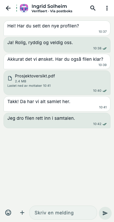 HAVNIOs mobilvisning med demoinnhold